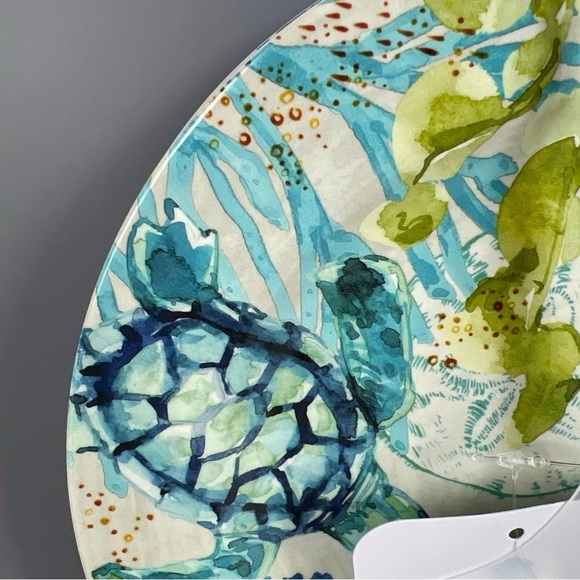 Sigrid Olsen Melamine Dinner Plates Sea Life Coastal Blue Green 11" Set 4 NEW - Picture 4 of 6
